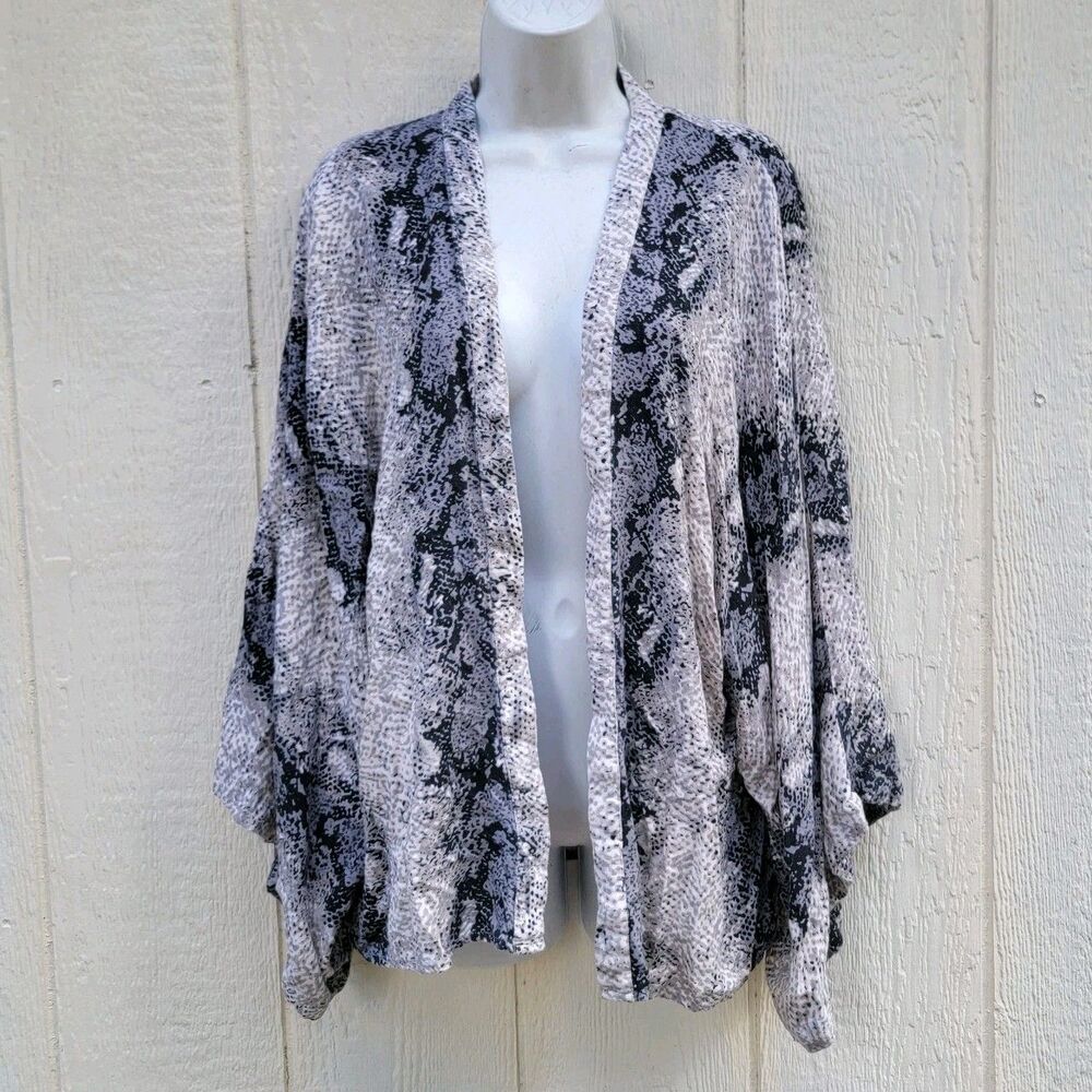 Sim & Sam Open Frnt Cardigan Dolman Sleeve Sz S/M Boho Festival Animal Print